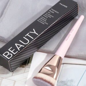 MAANGE 3 pièces Brosse plate ronde à tête plate pour fond de teint avec boîte, outil de maquillage respectueux de la peau