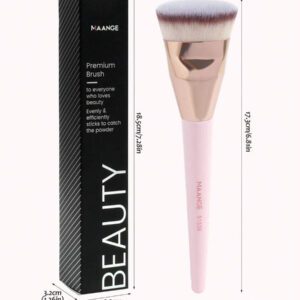 MAANGE 3 pièces Brosse plate ronde à tête plate pour fond de teint avec boîte, outil de maquillage respectueux de la peau