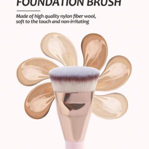 MAANGE 3 pièces Brosse plate ronde à tête plate pour fond de teint avec boîte, outil de maquillage respectueux de la peau