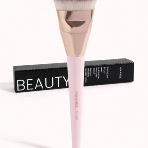 MAANGE 3 pièces Brosse plate ronde à tête plate pour fond de teint avec boîte, outil de maquillage respectueux de la peau