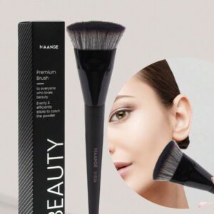 MAANGE 3 pièces Brosse plate ronde à tête plate pour fond de teint avec boîte, outil de maquillage respectueux de la peau