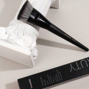 MAANGE 3 pièces Brosse plate ronde à tête plate pour fond de teint avec boîte, outil de maquillage respectueux de la peau
