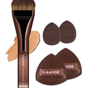 MAANGE 1/2/3/5 pièces Pinceau de fond de teint, pinceau de masque facial, pinceau correcteur, outils de maquillage avec des fibres douces, facile à transporter, set pour le voyage, cadeau pour les femmes et les filles