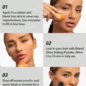 SHEGLAM Poudre Fixatrice Baked Glow-Poudre Fixatrice Libre Translucide à ContrôLe De L'Huile Pore-Less Flawless Lisse Les Ridules Poudre éClatante Poudre D'Hiver De NoëL Remise De DiplôMe Anniversaire Vacances Haut ÉTé Automne Y2K ÉLéGant Mode Femmes Marque Maquillage CosméTique Beauté Visage FêTe Plage Voyage Camping Plein Air ÉCole Campus Excursion Festivals DéCoration Cadeau PréSent Rose Fille Cosplay Jeux Meilleur Couleur Charme Ambiance