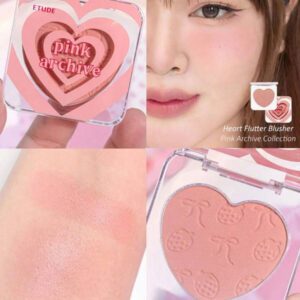 ETUDE Fard à joues "Heart Flutter", teinte rose chaude, nuance naturelle des joues jusqu'au haut du nez, légère, glow sain, longue tenue, application facile, K-Beauty, Maquillage coréen, 4g/0.14oz