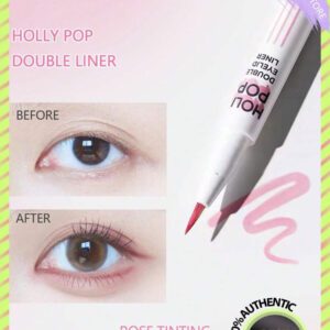 HOLIKA HOLIKA Holly Pop Double Liner 02 Intense, Sensation légère comme une plume, Précision encre, Tenue 24H, Séchage rapide, Sans tirer, Ingrédients non gras, Taille mini portable, Résistant à la salle de sport, Yeux bridés, Eyeliner graphique, K-Beauty, Maquillage coréen, 0,5g/0,01oz