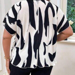 SHEIN Privé Plus Blouse Imprimé Graphique Manches Chauve-Souris À Plis