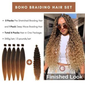 26 pouces 6 paquets de cheveux de tressage bohème bouclés pour tresses bohèmes