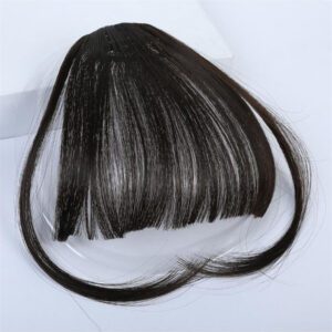 Frange clip-on devant nette, pièce de frange noire synthétique, postiches de perruque résistantes à la chaleur, extensions de cheveux clip-on pour femmes