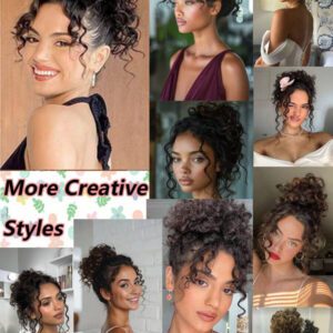 Pièce de cheveux élastique à cordon pour chignon décoiffé bouclé pour femmes, extension de queue de cheval à scrunchies bouclés, extensions de cheveux synthétiques pour chignon pour utilisation quotidienne des femmes
