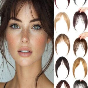 Rajout de frange synthétique de 8 pouces pour femmes, à clipser sur les huit côtés. Rajout de frange aérienne pour usage quotidien, naturel et ébouriffé.