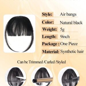 1 pièce Perruque à frange synthétique résistante à la chaleur, mèches pour femmes et filles, frange courte naturelle noire, frange brune, extensions de cheveux à clips, frange aérienne, frange rideau blonde épaisse, frange française à clipser pour femmes, disponible pour le port quotidien, le carnaval et le nouvel an