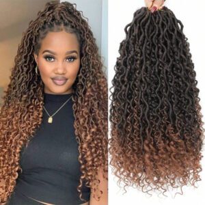 10/14/18/24 pouces Cheveux Crochets Locs Déesse 4 paquets, Cheveux Crochets Locs Synthétiques pour Femmes, Cheveux Crochets Locs Pré-Bouclés, Extensions de Cheveux Bouclés