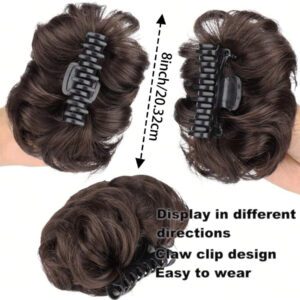 Clip à griffes sur des pièces de cheveux en chignon décoiffé Chignons synthétiques noirs, bruns, blonds, bouclés et ondulés. Pièce de cheveux en forme de donut pour chignon relevé et chignon pour femmes et filles