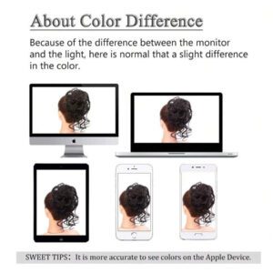 Pièce de cheveux pour chignon désordonné, chouchous à chignon désordonné pour femmes, postiche de chignon ébouriffé en synthétique bouclé pour port quotidien (mélange de blond fraise et blond platine)