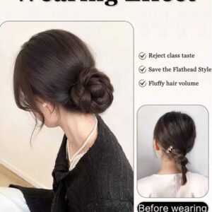1 pièce Perruque synthétique Grip Bun Pièces de cheveux synthétiques Résistant à la chaleur Saisir et clipser la fleur Bud Head Convient pour le port quotidien et les rassemblements pour femmes