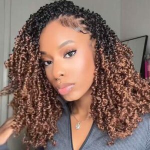 12 pouces Yanky Twist Crochet Cheveux pour 1 paquet 30 brins/paquet Pré-bouclés Yankee Twist Cheveux Marron Printemps Mini Passion Twist avec Extrémités Bouclées Tresses au Crochet Synthétiques pour Halloween