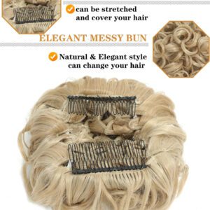 Postiche À Pince En Désordre Pour Chignon Ondulé Et Bouclé - Chignon À Pince - Queue De Cheval - Extensions De Cheveux Synthétiques Ébouriffés - Chouchou Pour Femme