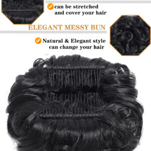 Postiche À Pince En Désordre Pour Chignon Ondulé Et Bouclé - Chignon À Pince - Queue De Cheval - Extensions De Cheveux Synthétiques Ébouriffés - Chouchou Pour Femme
