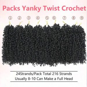 10/14 pouces Tresses de cheveux crochetés Yanky Twist, 1/9 paquets de cheveux crochetés à torsion passion avec extrémités bouclées. Petits cheveux torsadés bouclés au crochet pour tresses twist sénégalaises