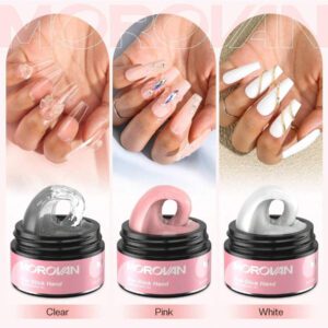 Morovan Gel de construction unicolore Morovan - 3 couleurs Gel de construction unicolore sans insecticide collant pour ongles Gel dur pour ongles Gel de modélisation 3D Gel de rallonge d'ongle longue durée Pour les ongles de l'art de manucure utilisés à la maison et en salon