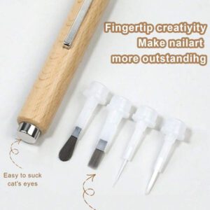6 EN 1 Bâton magnétique multifonction puissant pour vernis gel effet œil de chat, outil de manucure, stylo magnétique, design d'art des ongles, effet paillettes, outils de manucure magiques, rentrée scolaire