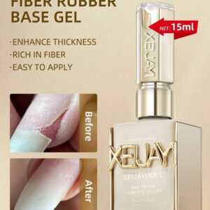 1 pièce Vernis à ongles en gel de 15 ml avec base en fibre de caoutchouc. Vernis à ongles en gel sans essuyage, à enlever par trempage, idéal pour la manucure à la maison et le DIY