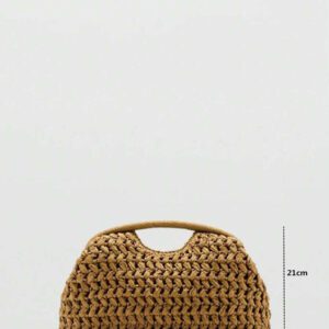 Sac pochette en fibre naturelle, sac à main d'été en raphia brun tricoté à la main 2025 Nouveau pour femmes