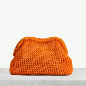 SHEIN SXY Pochettes pour femmes, sac au crochet, orange et or, à la mode, élégant, simple, personnalisé, polyvalent, classique, pour les rendez-vous, le quotidien, le shopping, le thé de l'après-midi, la plage, les vacances, les jours fériés, l'été, le bord de mer