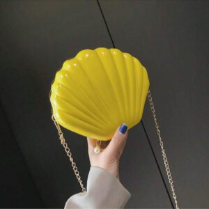 1 pièce Petit sac bandoulière en forme de coquillage avec chaîne pour femmes et filles