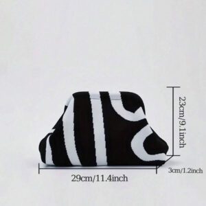 BAILEE 1 pièce Sac à main rétro pour femmes, sac de maquillage pour shopping, vacances, avec motif géométrique et rayures au crochet. Style pince, sac à main pour femmes pour voyager, vacances, faire du shopping avec des amis et les déplacements quotidiens pour le travail.