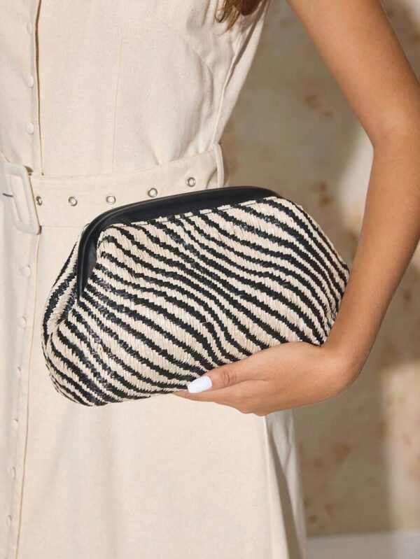 SHECARRY Sacs à main pour femmes, sacs en paille tressée, sac en paille, imprimé zèbre, imprimé animal, , élégant, simple, personnalisé, polyvalent, classique, pour le trajet, le bureau, les rendez-vous, le quotidien, les courses, le thé de l'après-midi, la plage, les vacances, les jours fériés, l'été, le bord de mer, les fêtes de plage – Image 2