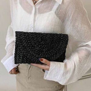 BAILEE 1 pièce Pochette de dîner en paille tressée pour femme, simple et à la mode, idéale pour l'été, idéale pour les vacances, les voyages, les vêtements à la mode, les sorties shopping entre amis.