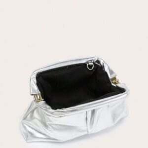 1 pièce Sac pochette plissé à rayures et motif nuage avec bloc de couleur pour femme