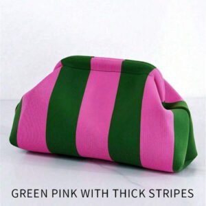 Sac à main de femme rayé à la mode, sac nuage tricoté, sac de plage rayé, sac cosmétique casual, convient pour les voyages quotidiens et les vacances de fin de semaine, utilisé pour ranger les cosmétiques