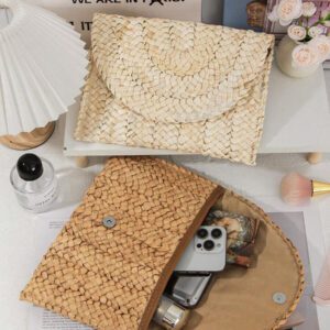 1 pièce Pochette de paille Sac à main de paille pour femmes Sac de maquillage de plage d'été en paille Sac cosmétique à rabat Pochette enveloppe en paille, Portefeuille, Sacs tressés à la main, Porte-monnaie, Portefeuilles pour femmes, Sacs pochette, Sacs en feuilles de maïs