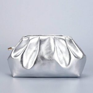 Sac pochette femme à fleurs avec sequins et broderie, sac de soirée d'été scintillant avec design floral brillant, pochette nuage asymétrique légère et volantée pour la fête.