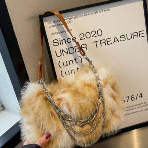 Sac bandoulière/sous-bras en peluche dégradé pour femmes