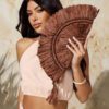 SHEIN SXY Sacs de soirée pour femmes, sacs en paille, à franges, mode, élégants, simples, personnalisés, pour la plage, les vacances, les jours fériés, l'été, le bord de mer - Tabac, Taille Unique