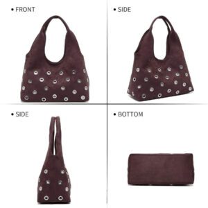 Nouveau style 2025 Sac fourre-tout de grande capacité à petit lot, sac à bandoulière avec rivets écaille de tortue, sac à main décontracté, cool et , sac pour femme à pois