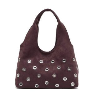 Nouveau style 2025 Sac fourre-tout de grande capacité à petit lot, sac à bandoulière avec rivets écaille de tortue, sac à main décontracté, cool et , sac pour femme à pois