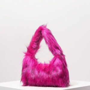 Sac à épaule en peluche Y2K, sac croissant dopamine, sac aisselle color block, sac à main et polyvalent, portefeuille mignon pour femmes (motif aléatoire), nouveau sac pour femmes pour l'automne et l'hiver, le meilleur sac à main d'automne, s'assortissant parfaitement aux tenues d'automne pour femmes