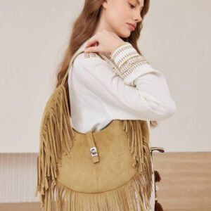 MOTF PREMIUM SAC À ÉPAULE DE MODE unicolore À FRANGES