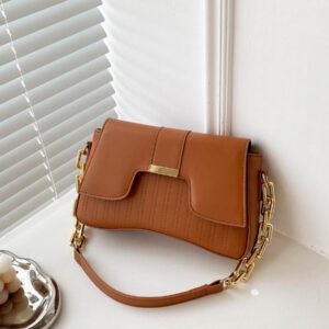 Sac d'aisselle de couleur unie pour femmes, sac d'aisselle, sac carré, sac à bandoulière, sac à dos fonctionnel de style universitaire, sac à bandoulière minimaliste pour navetteur, nouveau grand sac fourre-tout polyvalent de mode minimaliste à grande capacité, grand sac fourre-tout de haute qualité à motif de crocodile de couleur unie à grande capacité