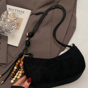 1 pièce Sac à épaule femme vintage mode couleur unie texture daim avec design croissant, fermeture éclair, convient pour un usage quotidien et une sortie, nouveau sac femme automne et hiver, meilleur sac à main d'automne, sac en daim le plus récent pour femmes, s'assortissant parfaitement aux tenues d'automne pour femmes