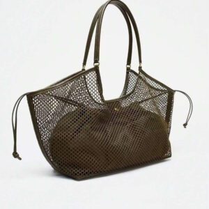 Grand sac de plage à maille ajourée pour femmes, sac fourre-tout de voyage et de vacances à grande capacité