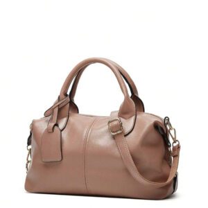 Sac de Boston de grande capacité élégant, sac à bandoulière en PU de couleur unie, sac bandoulière parfait pour le travail et les sorties shopping.