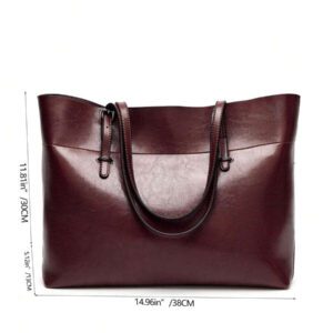 Sac fourre-tout pour femmes au style minimaliste européen et américain à la mode, en peau huilée. Grande capacité, cadeau idéal pour les . Convient aux dames de bureau, aux étudiantes universitaires et à la classe ouvrière. Sacs de travail pour femmes attrayants