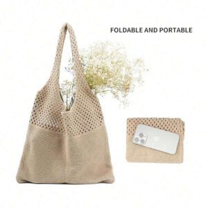 Retour à l'école, grands sacs à main pour femmes, sacs à bandoulière tricotés pour femmes et filles, sacs fourre-tout rétro ajourés de grande capacité avec décoration florale. Sacs crochetés, sacs crochetés pour femmes, sac de plage d'été