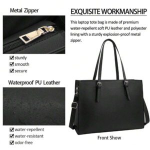 NEWHEY Sac pour ordinateur portable pour femmes, imperméable et léger, pour ordinateur portable 15,6 pouces. Sac fourre-tout pour ordinateur de bureau, grande capacité, sac de bureau professionnel pour le travail.